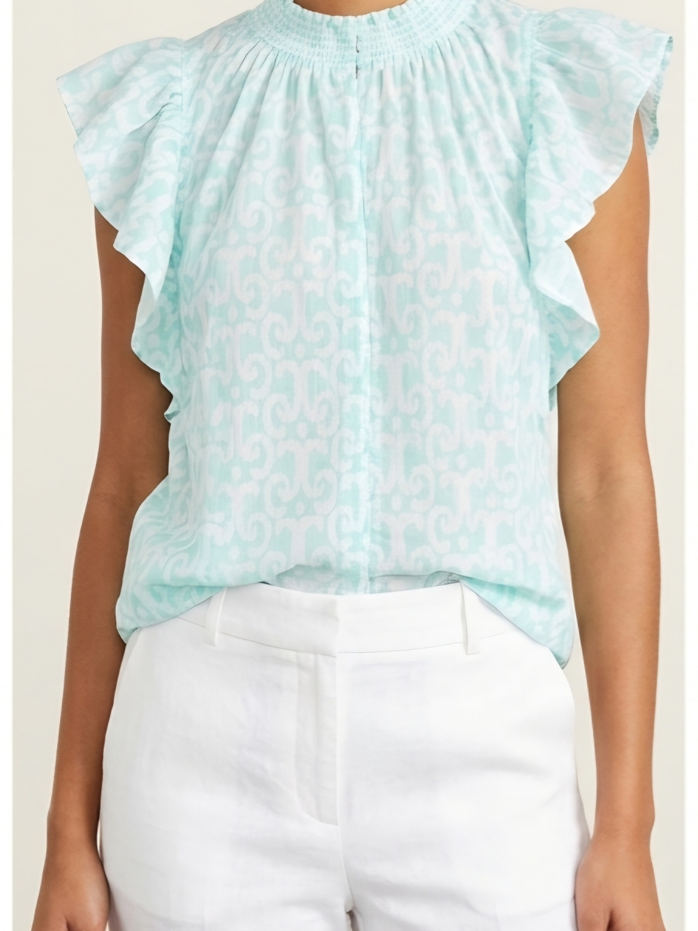 New Jude Connally Mint Patterned Ruffle Sleeve Camisole